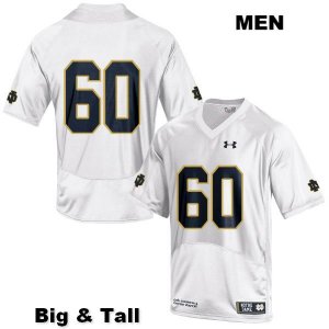 Notre Dame Fighting Irish Men's Cole Mabry #60 White Under Armour No Name Authentic Stitched Big & Tall College NCAA Football Jersey UQT4399ZY